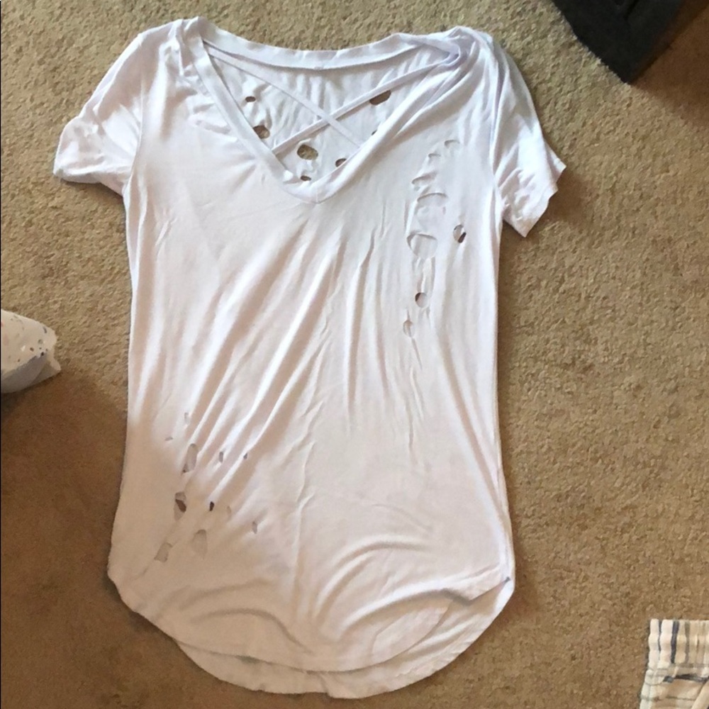 Distressed white t-shirt